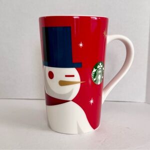 Starbucks Winking Snowman Red Mug 16oz